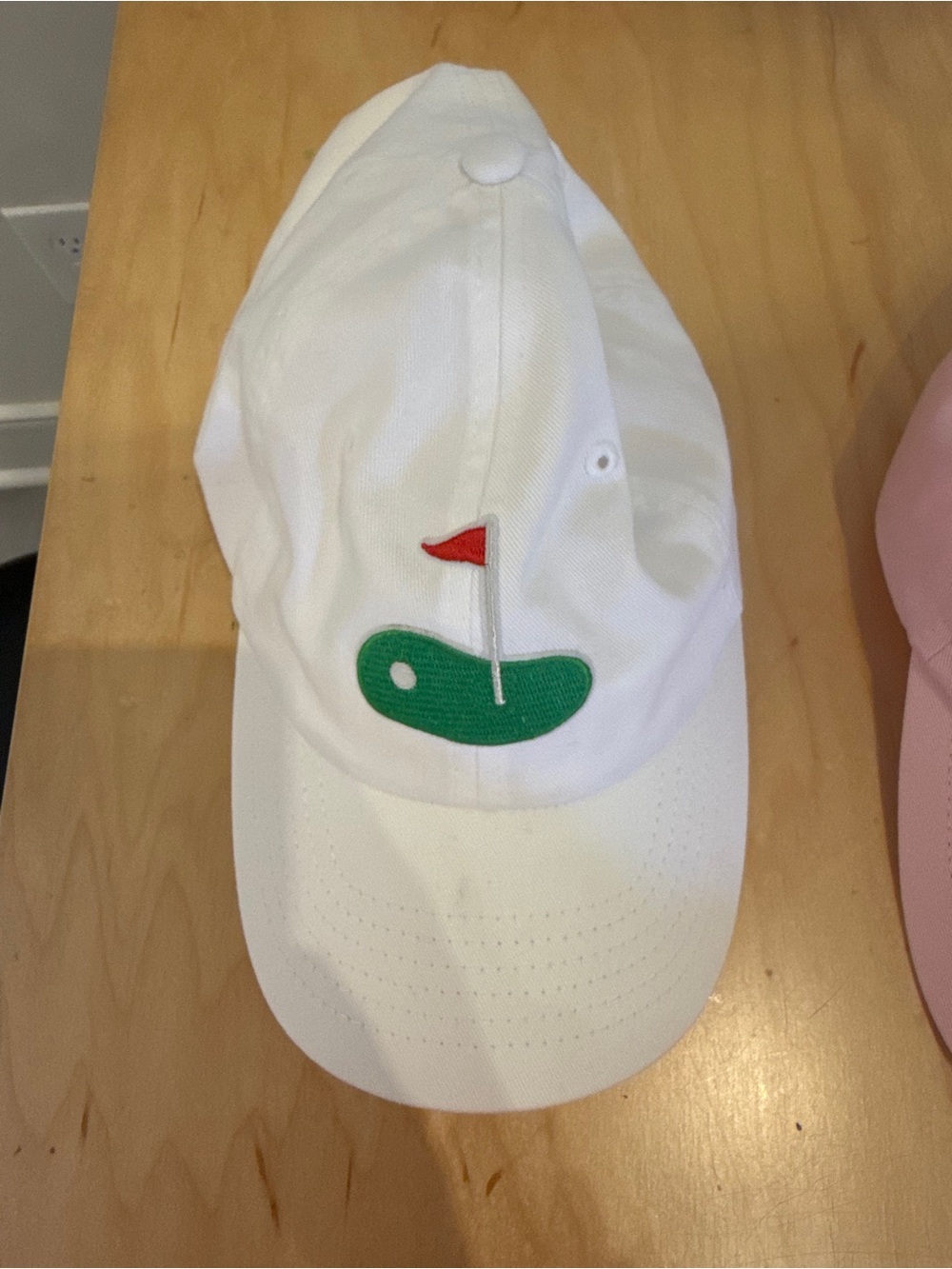 White Kids Cap with Green Golf Motif